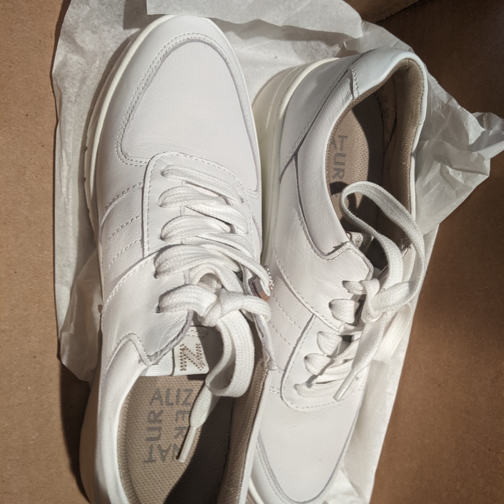 Women's White Leather Sneakers 5.5